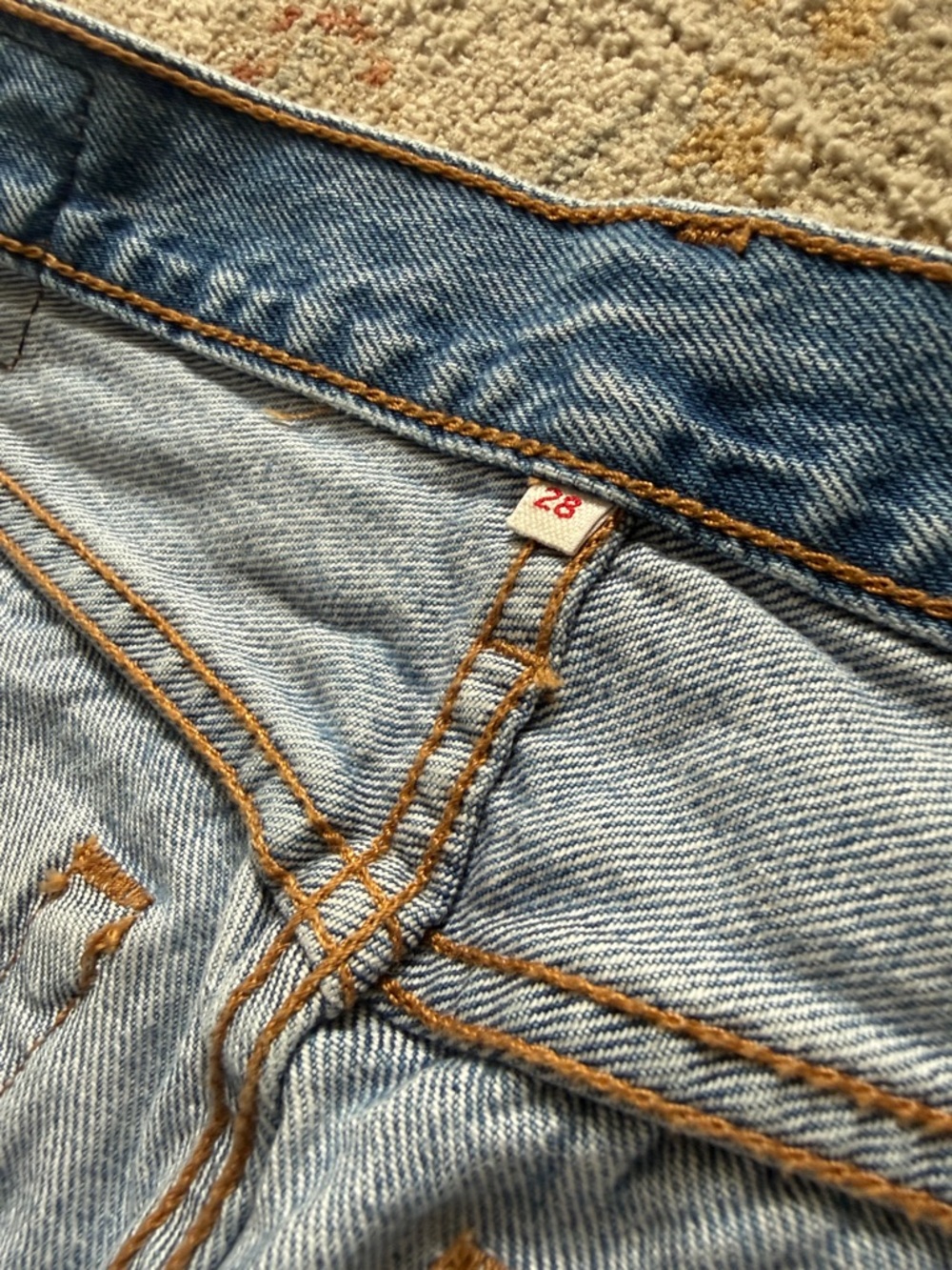 Button-Front Distressed Denim Mini Skirt - Blue - Picture 5 of 5